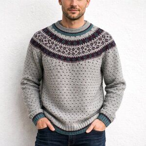 Vintage IZOD 100% Virgin Wool FairIsle Pullover Sweater L